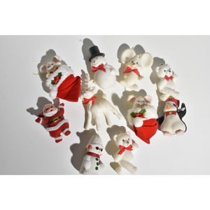 Lot Of 10 Vintage White Flocked Christmas Ornaments ~ See photos for condition